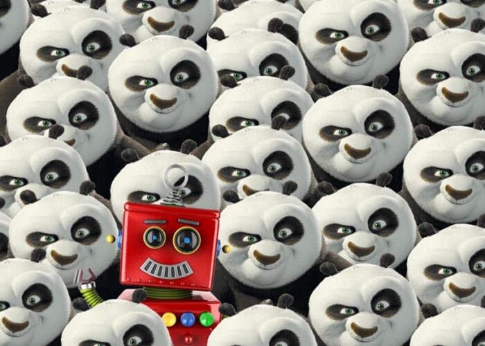 Le robot d'éditoile avec des pandas