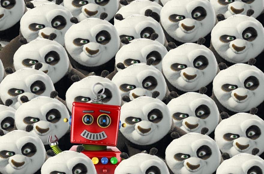 Le robot d'éditoile avec des pandas
