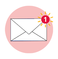nouveau message représentée par une enveloppe et une notification +1