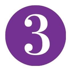 chiffre 3 dans un rond violet