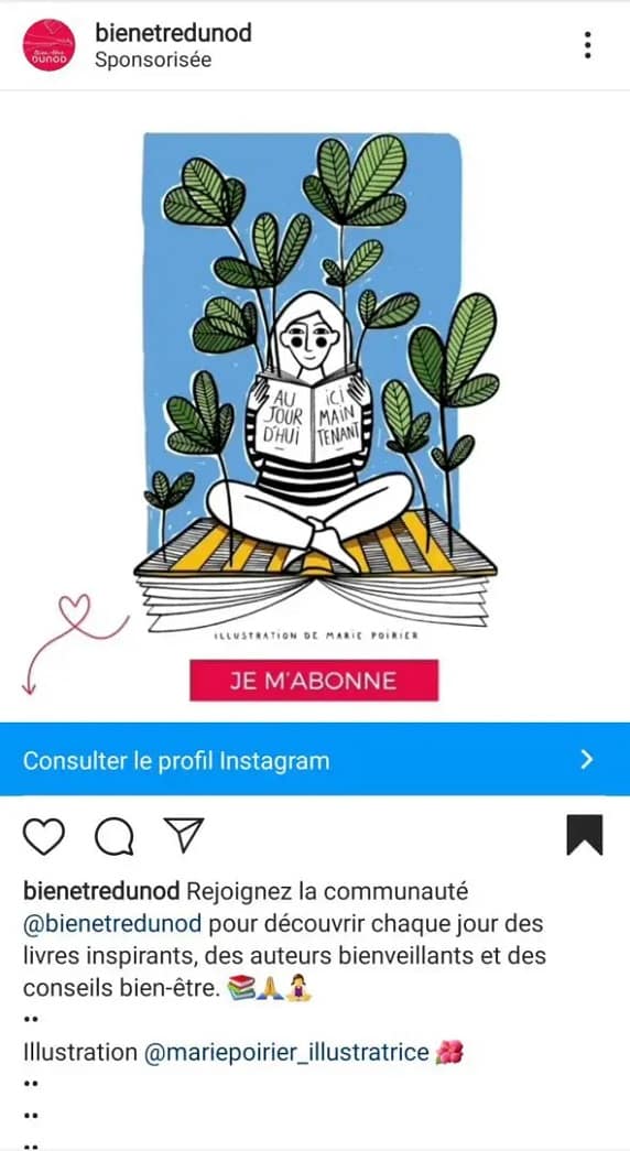 capture d'une publicité Instagram pour gagner des abonnés